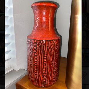 Vintage WEST GERMAN POTTERY Vase by Carstens with Reptile Design